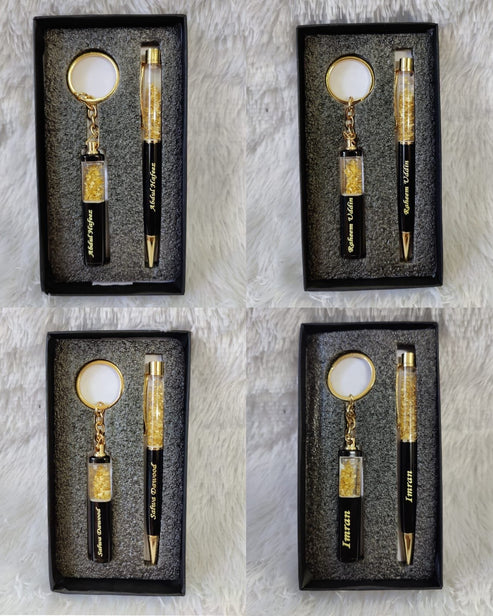 Gold Jari Pen Keychain Set