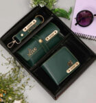 Personalized Men’s wallet, keychain & eyewear case hamper