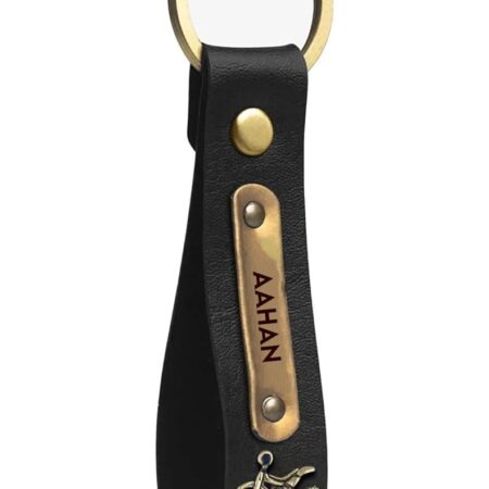 Customized Leather Keychain with Name and Charm