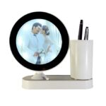 Customized Round LED Magic Mirror Photo Frame with Pen Stand