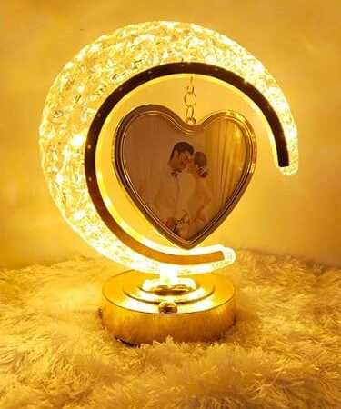 Half Moon Crystal Lamp Heart Photo Frame