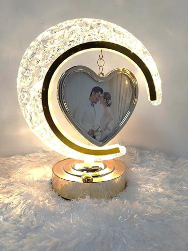 Half Moon Crystal Lamp Heart Photo Frame