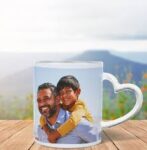 11oz White Heart Handle Mug